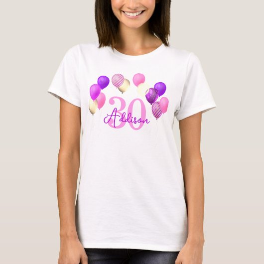Birthday Pink Gold Balloons T-Shirt (Vorderseite)