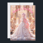Birthday Pink Hair Princess in White Ballgown Einladung<br><div class="desc">A cute kawaii princess design to make your birthday einladungen,  stand out and bring sparkles in your little girl's eyes. With customizable ballons and cupcakes.</div>