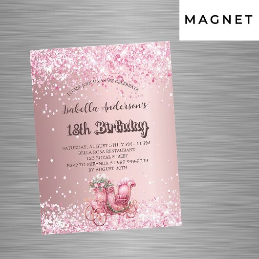 Birthday Pink Kutsche mädchenhaft Luxus Magneteinladung