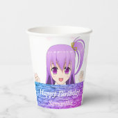 Birthday Pink lila Anime kawaii Mädchenname Pappbecher (Rückseite)
