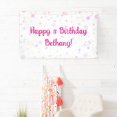 Birthday Pink Lila Confetti Dots Personalisiert Banner (Insitu)