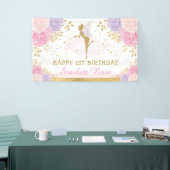 Birthday Pink Lila Gold Magisches Party Banner (Messeveranstaltung)