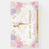 Birthday Pink Lila Gold Magisches Party Banner (Vertikal)