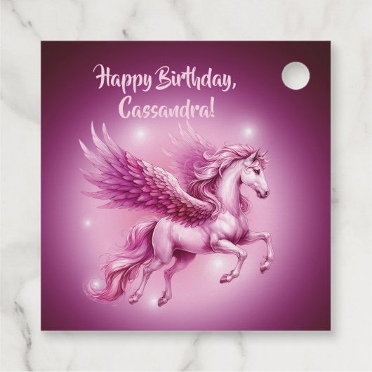 Birthday Pink Pegasus Fantasy Design Geschenkanhänger (Rückseite)