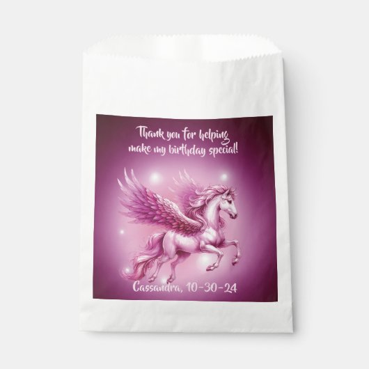 Birthday Pink Pegasus Fantasy Design Geschenktütchen (Vorderseite)