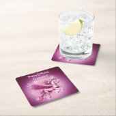 Birthday Pink Pegasus Fantasy Design Rechteckiger Pappuntersetzer (Vor Ort)