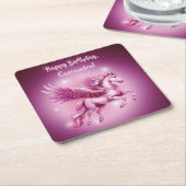 Birthday Pink Pegasus Fantasy Design Rechteckiger Pappuntersetzer (angewinkelt)