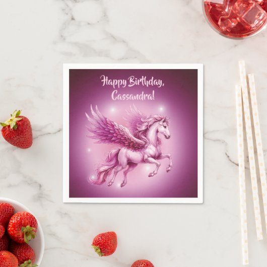 Birthday Pink Pegasus Fantasy Design Serviette (Beispiel)