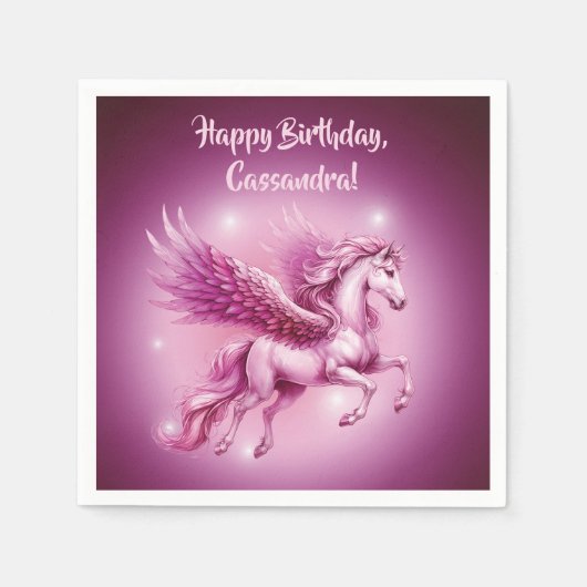 Birthday Pink Pegasus Fantasy Design Serviette (Vorderseite)