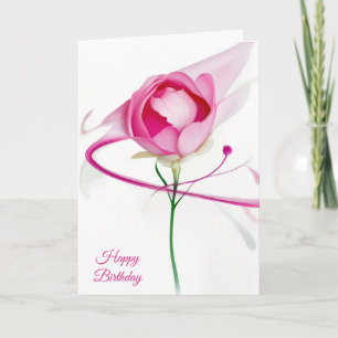 Birthday Pink Peony Bud Abstrakt Karte