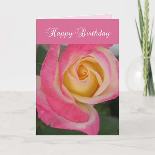 Birthday Pink Rose Karte (Vorderseite)