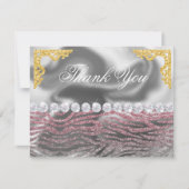 Birthday Pink Silver Zebra Print Glitzer Vielen Da Dankeskarte (Vorderseite)