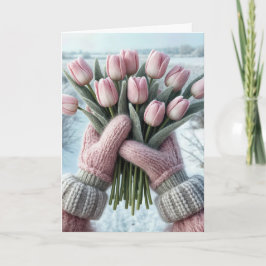 Birthday Pink Tulip Bouquet Karte