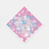 Birthday Pink und Aqua Bokeh Party Lights Serviette (Ecke)