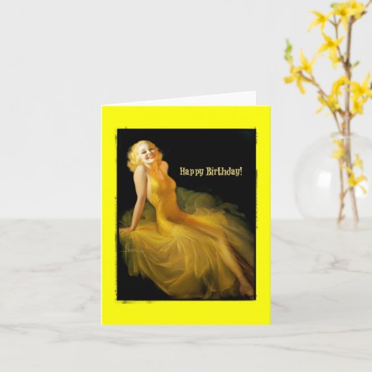 Birthday Pinup in Gelb Karte (Gelbe Blume)