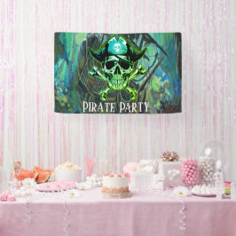 Birthday Pirate Party Skull Theme House Flag Banner