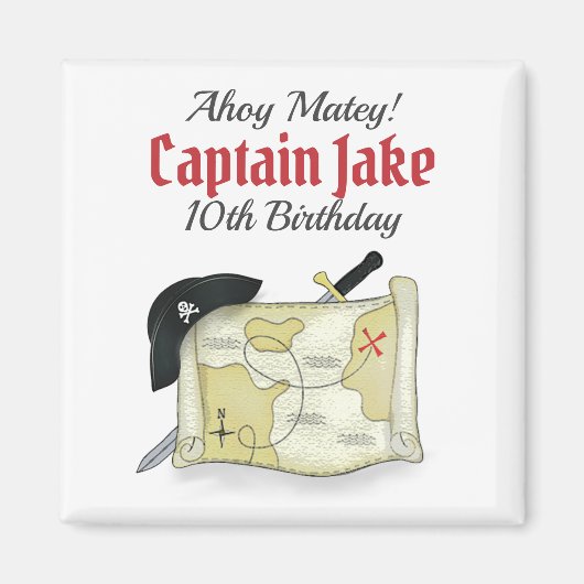 Birthday Pirates Treasure Map Gastgeschenk Magnet (Vorne)