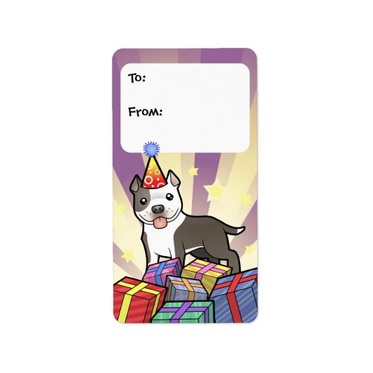 Birthday Pitbull / American Staffordshire Terrier Adressaufkleber (Vorne)