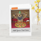 Birthday Pizza Dog Funny Card Karte (Gelbe Blume)