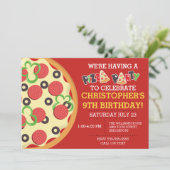 Birthday Pizza Party Einladung (Stehend Vorderseite)