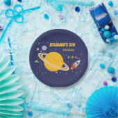 Birthday Planets & Rocket Ship in Outer Space Pappteller (Party)