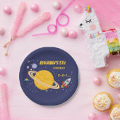 Birthday Planets & Rocket Ship in Outer Space Pappteller (Party)