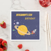 Birthday Planets & Rocket Ship in Outer Space Serviette (Beispiel)