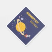 Birthday Planets & Rocket Ship in Outer Space Serviette (Ecke)