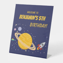 Birthday Planets & Rocket Ship in Outer Space