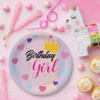 Birthday plate for little girls pappteller