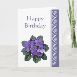 Birthday, Poem African Violet Purple Flower Karte