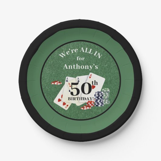 Birthday Poker Casino Personalisiert Pappteller (Vorderseite)