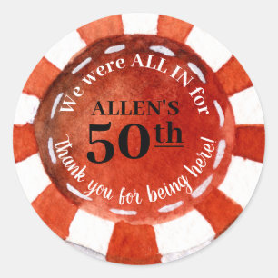 Birthday Poker Chip Vielen Dank Runder Aufkleber