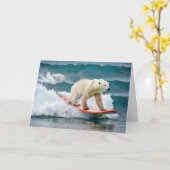 Birthday Polar Bear auf einem Surfbrett Karte (Gelbe Blume)