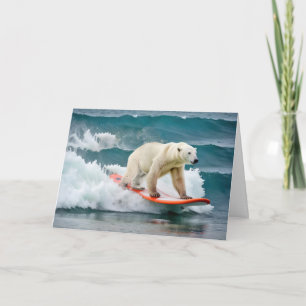 Birthday Polar Bear auf einem Surfbrett Karte