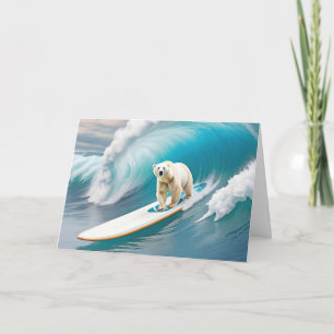 Birthday Polar Bear auf einem Surfbrett Karte