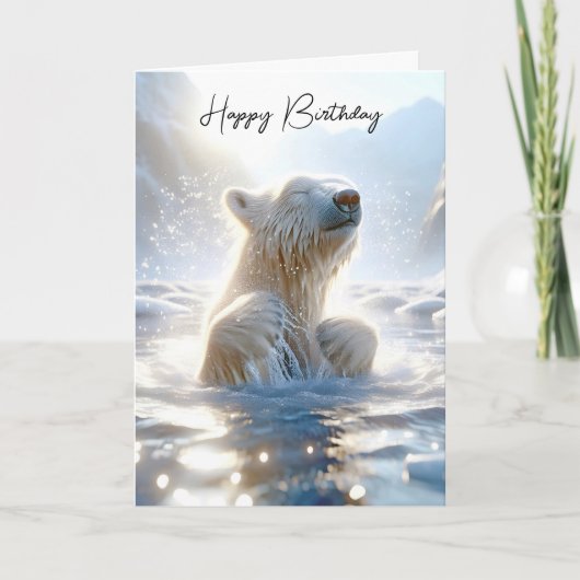 Birthday Polar Bear in arktischem Wasser Karte (Vorderseite)