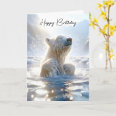 Birthday Polar Bear in arktischem Wasser Karte (Gelbe Blume)