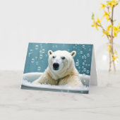 Birthday Polar Bear in Buble Bath Karte (Gelbe Blume)