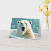 Birthday Polar Bear in Buble Bath Karte (Gelbe Blume)