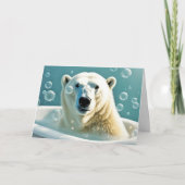 Birthday Polar Bear in Buble Bath Karte (Vorderseite)