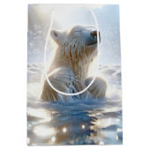 Birthday Polar Bear Splashing in arktischem Wasser Mittlere Geschenktüte (Vorderseite)