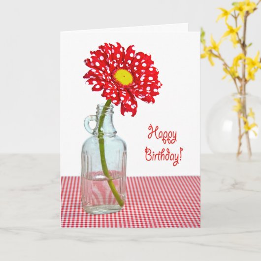 Birthday Polka Dot Daisy Karte (Gelbe Blume)