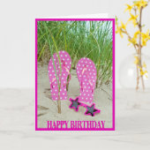 Birthday Polka Dot flip Flops Karte (Gelbe Blume)
