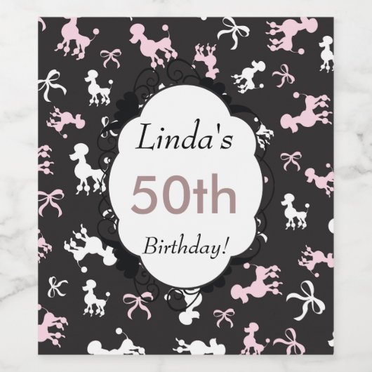 Birthday Poodles Weinetikett (Einzelnes Label)