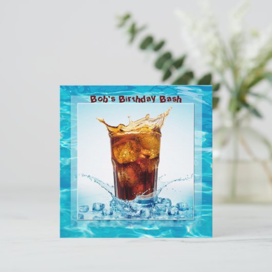 Birthday Pool Bash Einladung (Stehend Vorderseite)