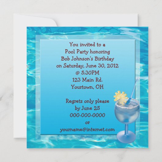 Birthday Pool Bash Einladung (Rückseite)