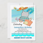 Birthday Pool Party Badeanzug Einladung (Vorderseite)