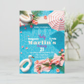 Birthday Pool Party Einladung (Stehend Vorderseite)