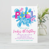 Birthday Pool Party Einladung (Stehend Vorderseite)